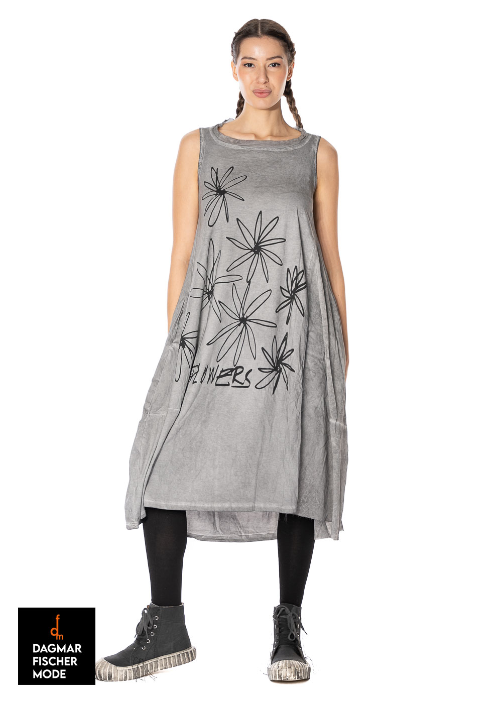 Ärmelloses Kleid mit Flockprint von RUNDHOLZ DIP in charcoal 70% flock ...