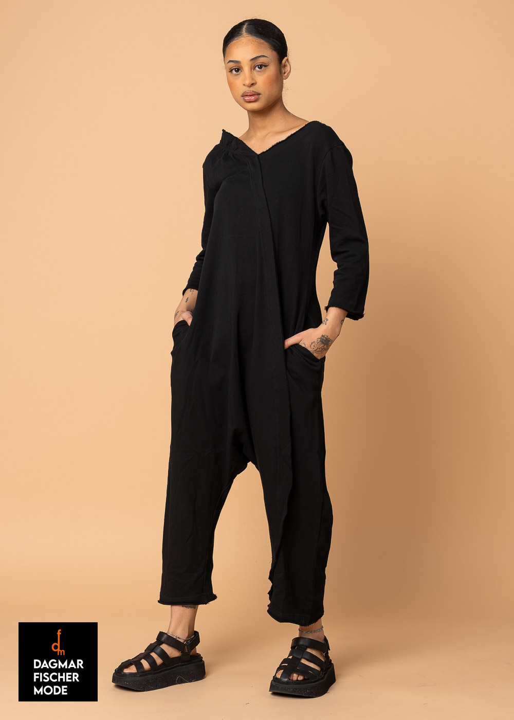 Low crotch jumpsuit by RUNDHOLZ BLACK LABEL in black