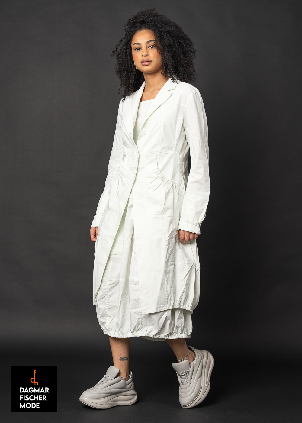Elasticated coat by RUNDHOLZ BLACK LABEL in tree & salina