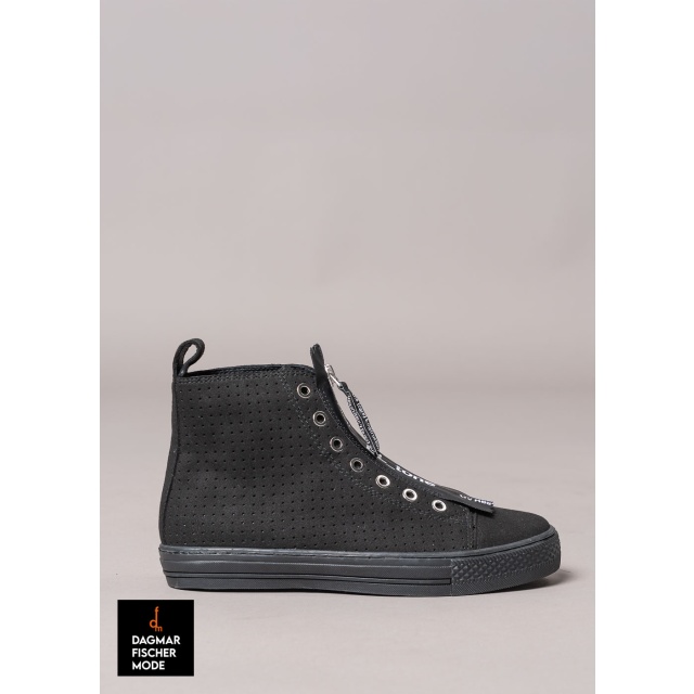Hohe Sneaker mit Reißverschluss von RUNDHOLZ BLACK LABEL in black, chili & white