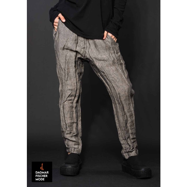 Schmale Leinenhose von RUNDHOLZ in black & black-dust