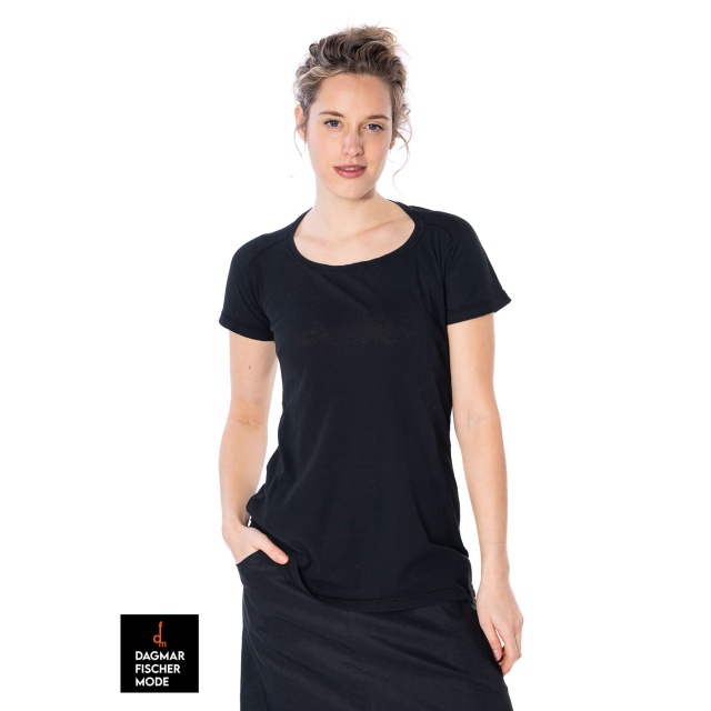 Tailliertes Basic T-Shirt von RUNDHOLZ in black & starwhite