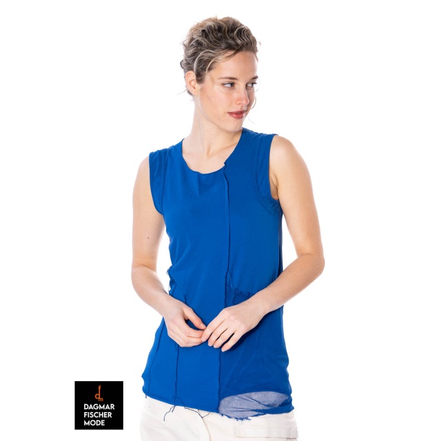 Raffiniertes Top mit Netzeinsatz von RUNDHOLZ DIP in royal