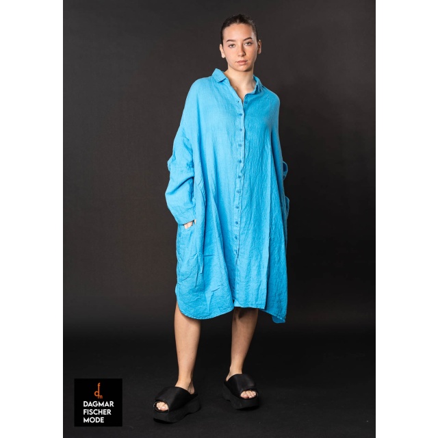 Wide oversize linen dress by RUNDHOLZ BLACK LABEL in grey, navy & malibu