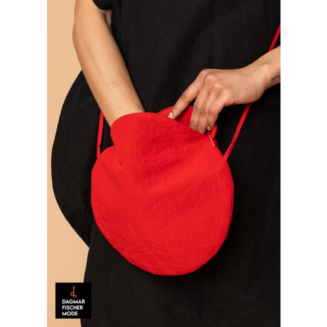 Small shoulder bag by RUNDHOLZ in black, elctric & ketchup