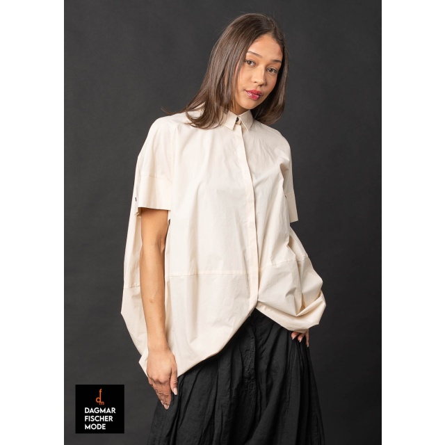 Oversize blouse by RUNDHOLZ in black, marshmallow & paper