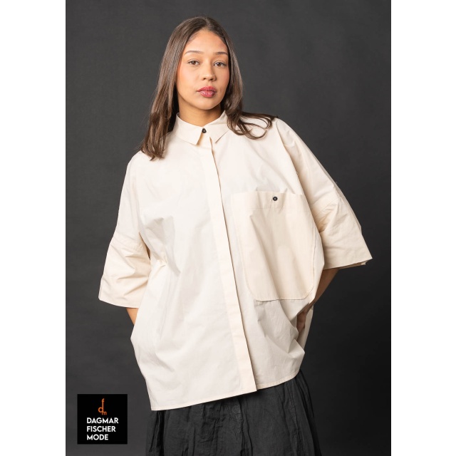 Straight oversize blouse by RUNDHOLZ in black, marshmallow & paper