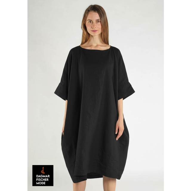 High-stretch one-size dress by RUNDHOLZ in black, electric & ketchup