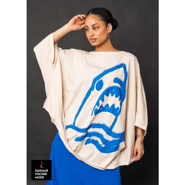 Oversize shirt by RUNDHOLZ in black print & marshmallow print