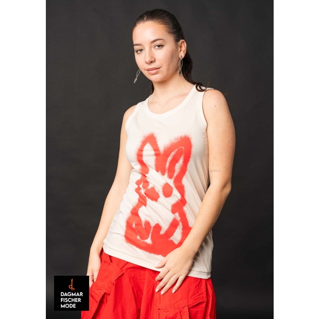 Fitted top by RUNDHOLZ in black print & marshmallow print