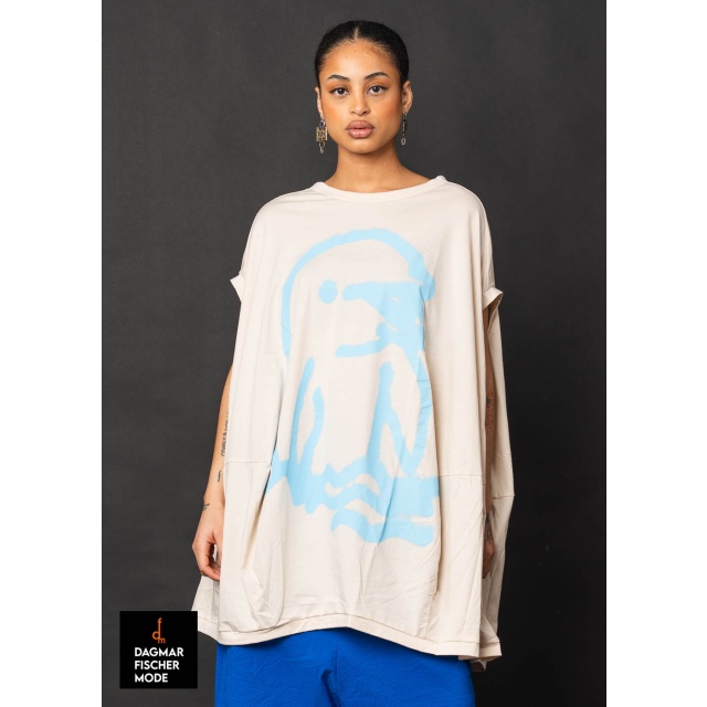 Wide tunic by RUNDHOLZ in black print & marshmallow print