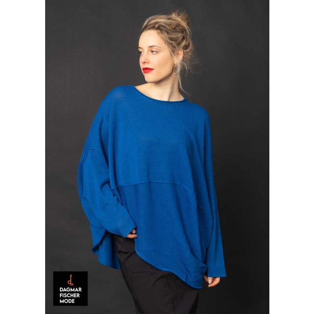 Sweater in lightweight knit by RUNDHOLZ in black, electric cloud & ice cloud