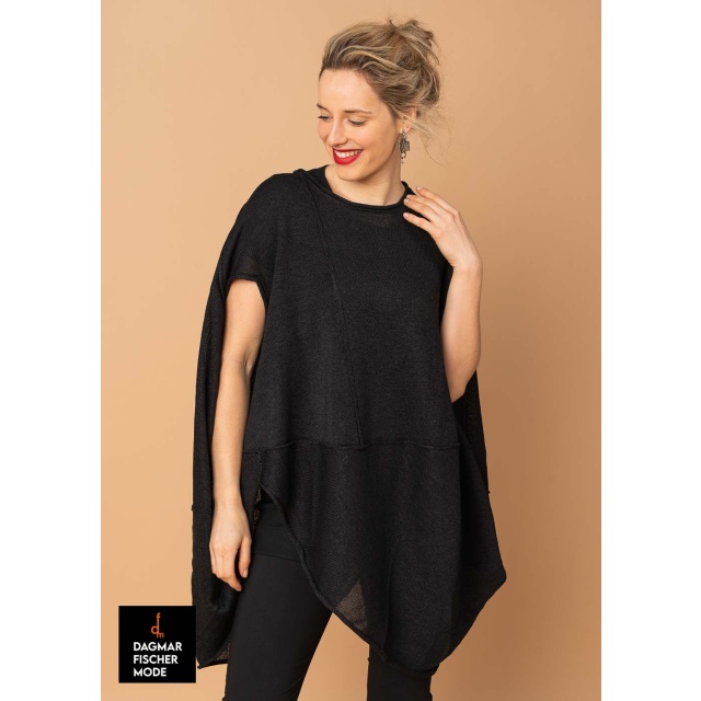 Tunic in lightweight knit by RUNDHOLZ in black, electric cloud & ice cloud