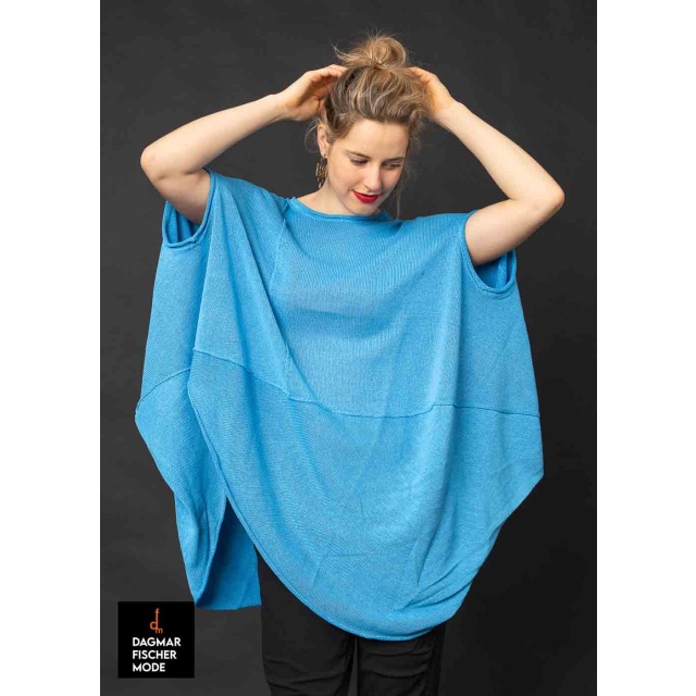 Tunic in lightweight knit by RUNDHOLZ in black, electric cloud & ice cloud