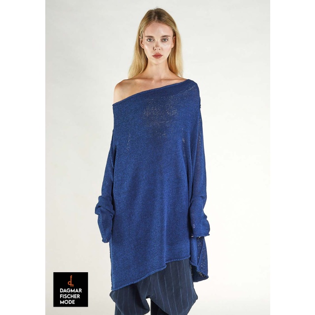 Grobstricktunika von RUNDHOLZ in black, navy & ketchup