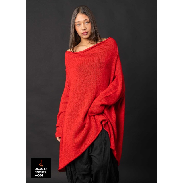 Grobstricktunika von RUNDHOLZ in black, navy & ketchup