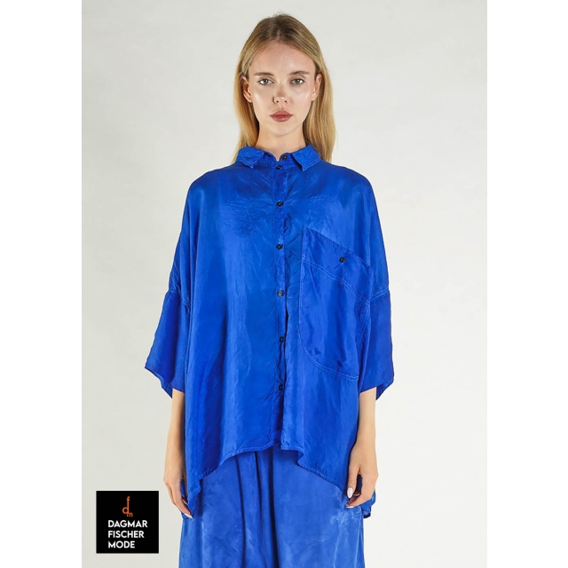 Elegant cupro blouse by RUNDHOLZ in black & electric cloud