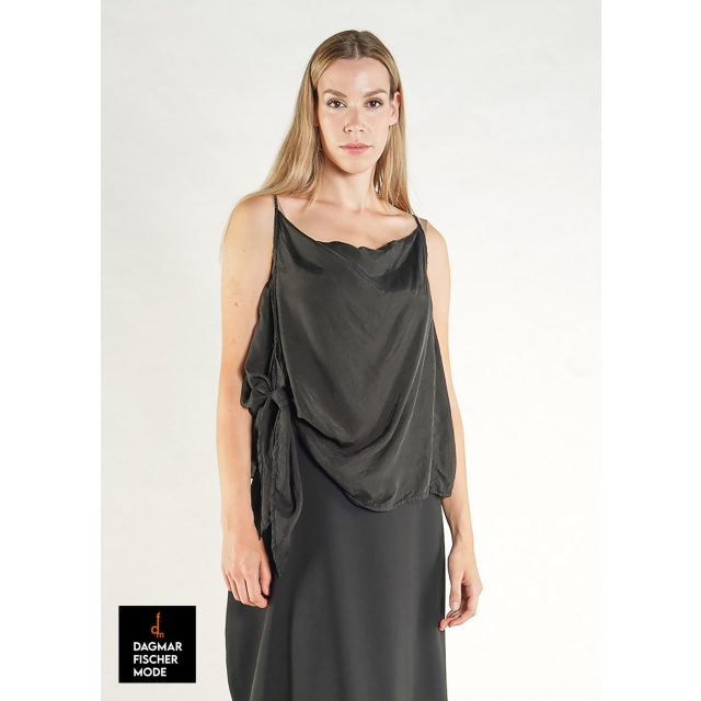 Elegant cupro top by RUNDHOLZ in black & electric cloud