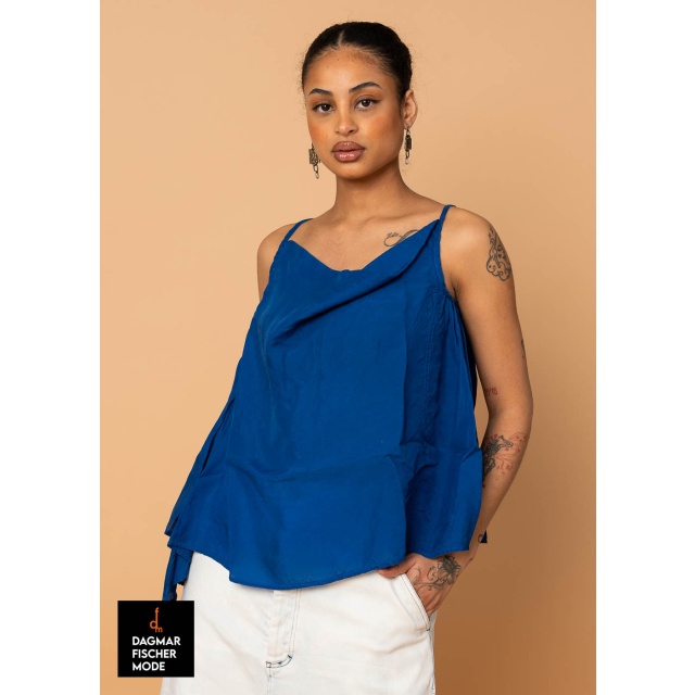 Edles Cupro-Top von RUNDHOLZ in black & electric cloud