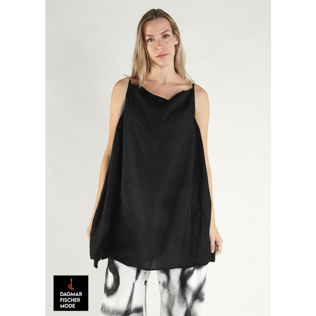 Elegant cupro tunic by RUNDHOLZ in black & electric cloud