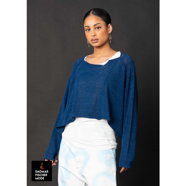 Very wide linen-cotton sweater by RUNDHOLZ in black & navy