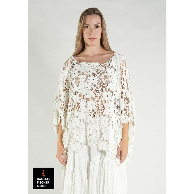 Onesize shirt made of lace in a destroyed look by RUNDHOLZ DIP in black gloss