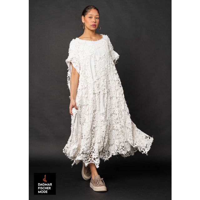 Oversized lace dress in a destroyed look by RUNDHOLZ DIP in sky fog & seafoam fog