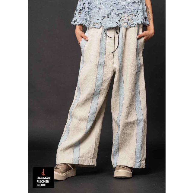 Wide summer trousers by RUNDHOLZ DIP in sky stripe