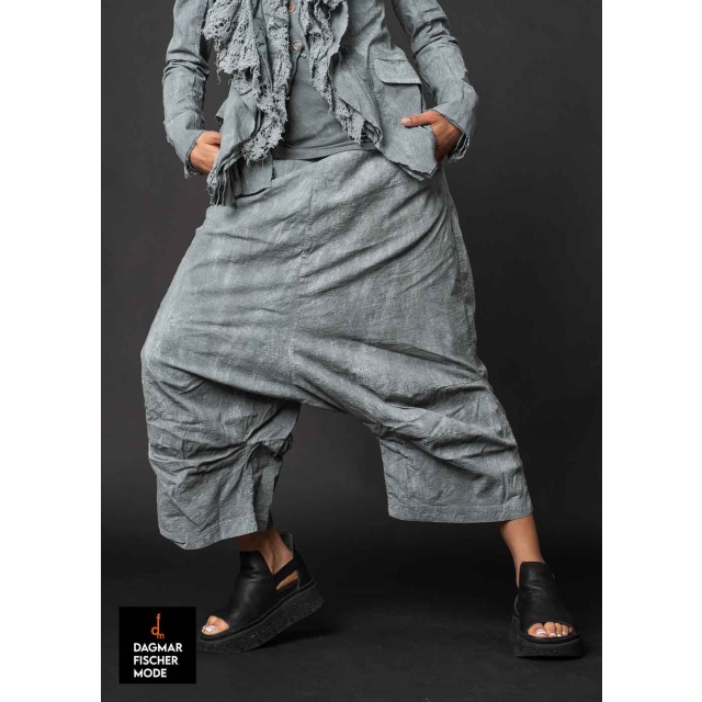 Low crotch trousers by RUNDHOLZ DIP in seaweed fog and seafoam fog