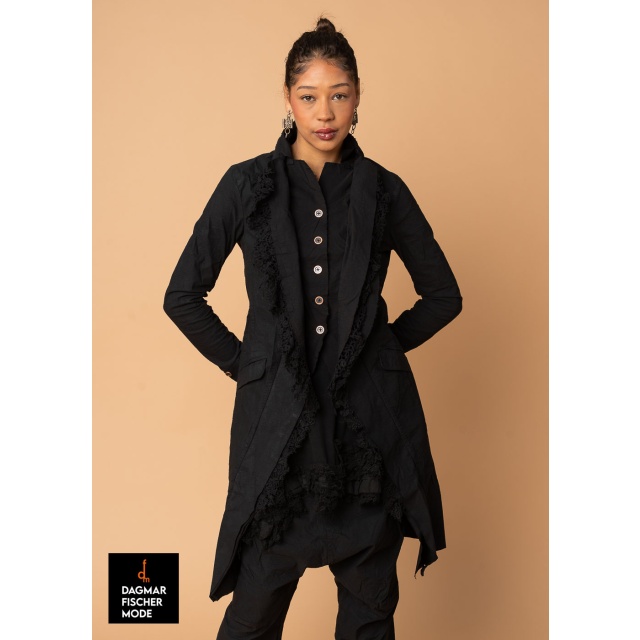 Fitted summer coat by RUNDHOLZ DIP in black gloss