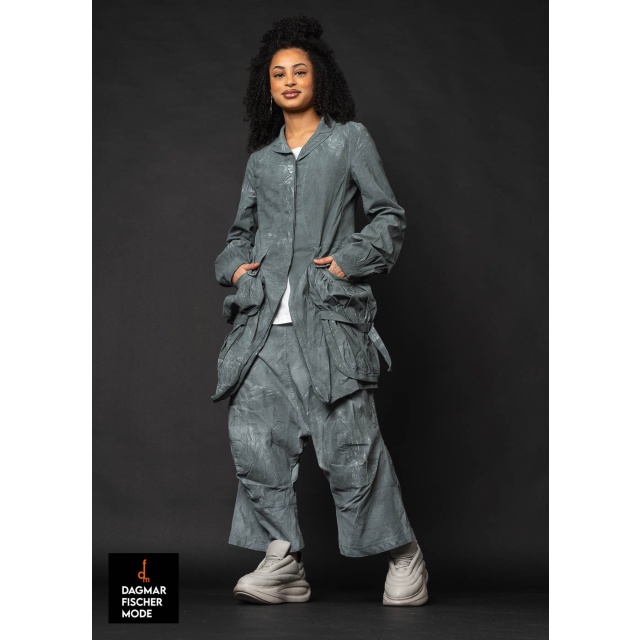 Highly elasticated tailored frock coat by RUNDHOLZ DIP in seaweed fog