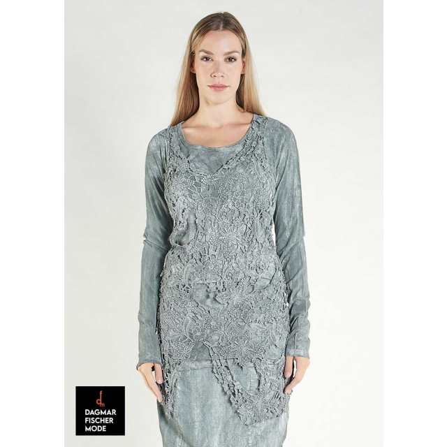 Shirt mit Spitzenbesatz von RUNDHOLZ DIP in seaweed fog & linen fog