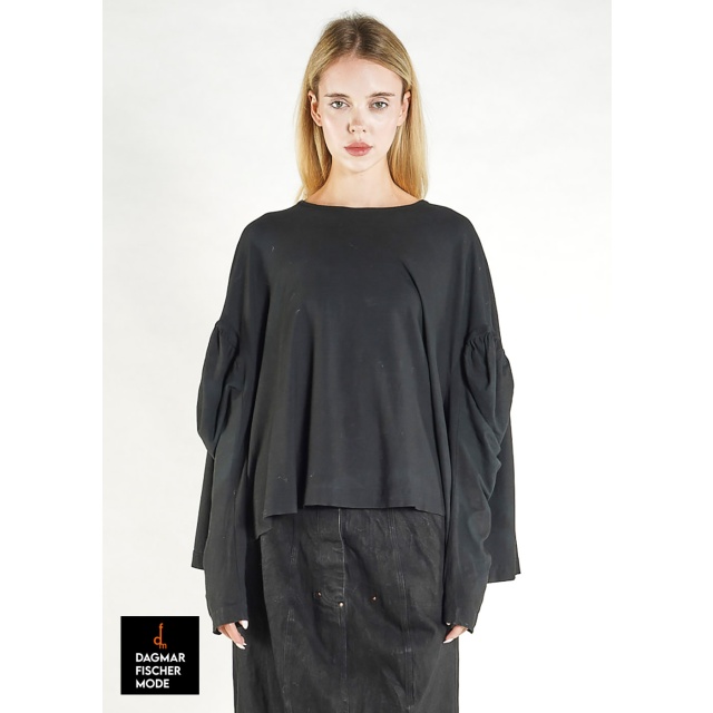 Long-sleeved oversized shirt by RUNDHOLZ DIP in black gloss