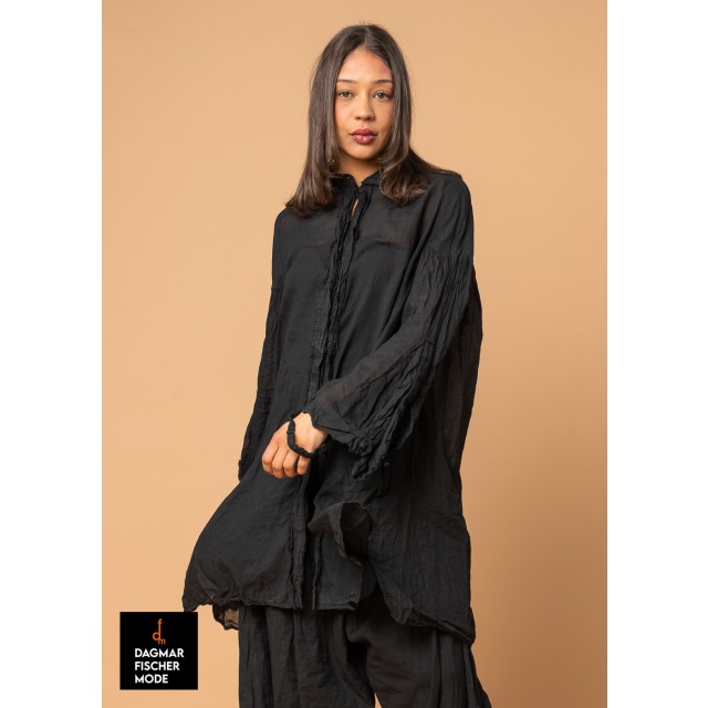 Oversize blouse dress by RUNDHOLZ DIP in black gloss