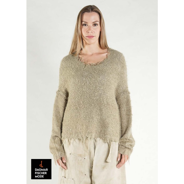 Silk knit sweater by RUNDHOLZ DIP in black, seaweed & sky