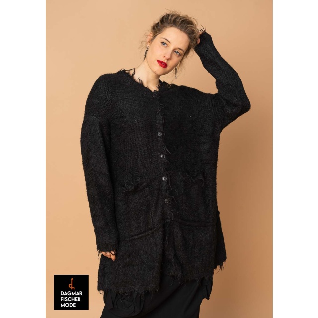 Elegant silk knitted coat by RUNDHOLZ DIP in black