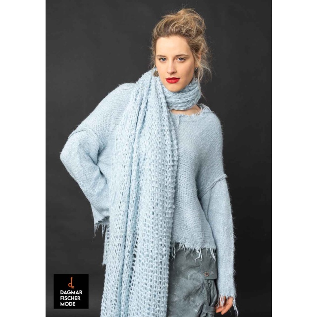 Silk knit scarf by RUNDHOLZ DIP in black & sky