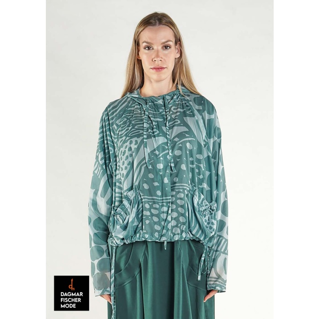 Water-repellent oversized rain jacket by RUNDHOLZ BLACK LABEL in black print