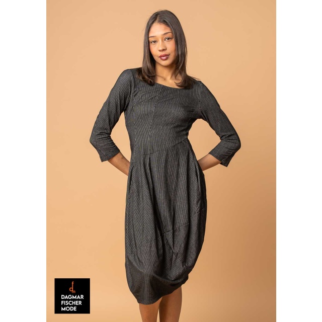 Fitted pinstripe dress by RUNDHOLZ BLACK LABEL in black stripe & tree stripe