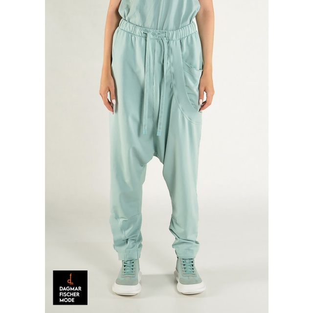 Trousers with low crotch by RUNDHOLZ BLACK LABEL in black & grass