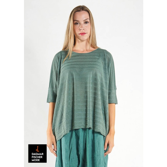 Short-sleeved sweater by RUNDHOLZ BLACK LABEL in black, grass & lime