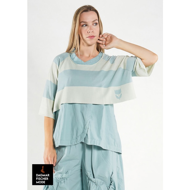 Kurzer Pulli mit breitem Streifendesign von RUNDHOLZ BLACK LABEL in versch. Farbkombinationen