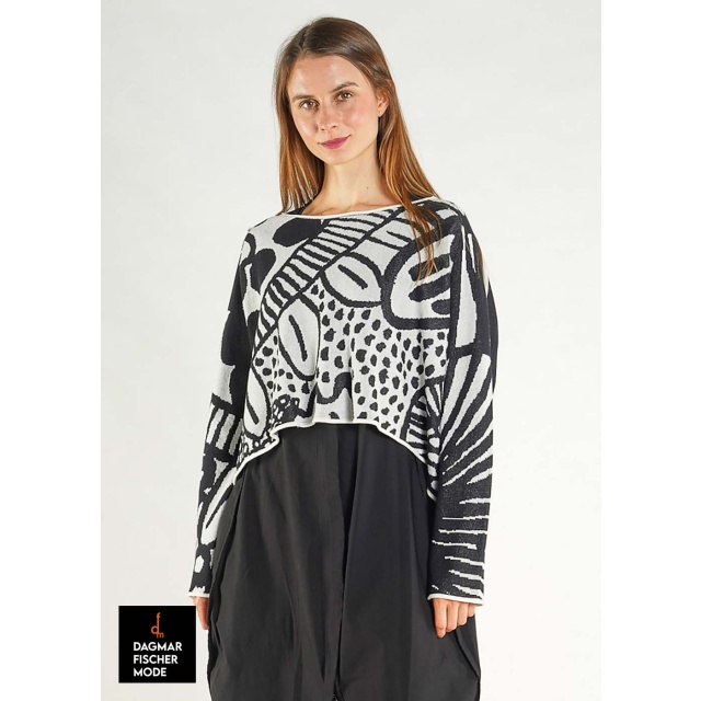 Short jacquard sweater by RUNDHOLZ BLACK LABEL in black jacquard