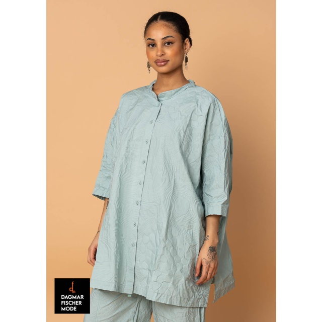 Weite Bluse mit 3D-Relief von RUNDHOLZ BLACK LABEL in black, mint & offwhite