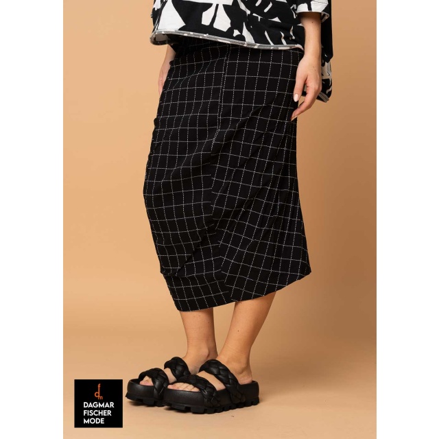 Elastischer Bananenrock von RUNDHOLZ BLACK LABEL in black print & black check