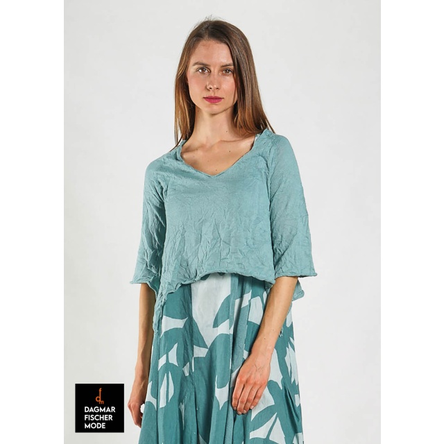 Very short sweater by RUNDHOLZ BLACK LABEL in black & mint