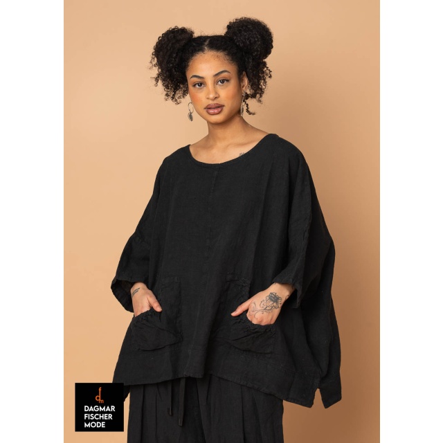 Oversize linen shirt by RUNDHOLZ BLACK LABEL in black & salina