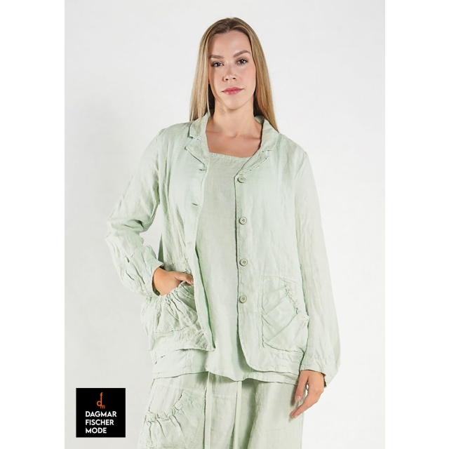 Fitted linen jacket by RUNDHOLZ BLACK LABEL in black & salina