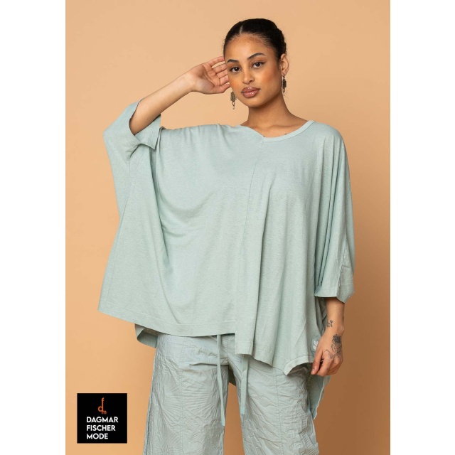 Lightweight oversize shirt by RUNDHOLZ BLACK LABEL in black, tree & mint