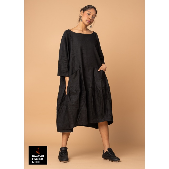 Oversize Kleid aus Leinen-Viskose-Mix von RUNDHOLZ BLACK LABEL in black & tree